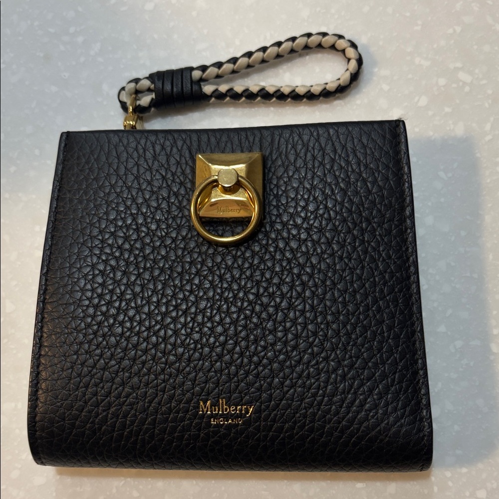 Mulberry Black Wallet with Gold Accents